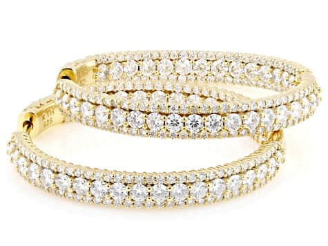 Moissanite 14k Yellow Gold Over Silver Inside-Out Hoop Earrings 6.44ctw DEW.
