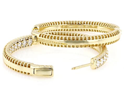 Moissanite 14k Yellow Gold Over Silver Inside-Out Hoop Earrings 6.44ctw DEW.