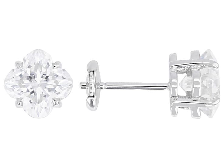 Clover Shape Lumina Cut Moissanite Platineve Stud Earrings 3.50ctw DEW