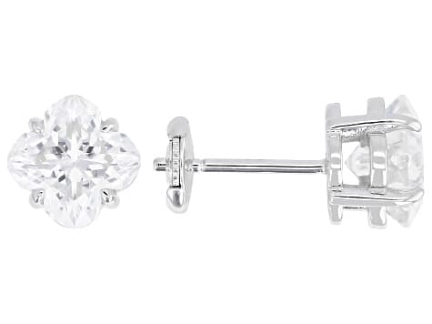 Clover Shape Lumina Cut Moissanite Platineve Stud Earrings 3.50ctw DEW