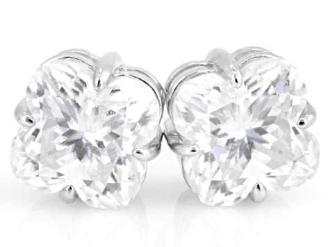 Clover Shape Lumina Cut Moissanite Platineve Stud Earrings 3.50ctw DEW