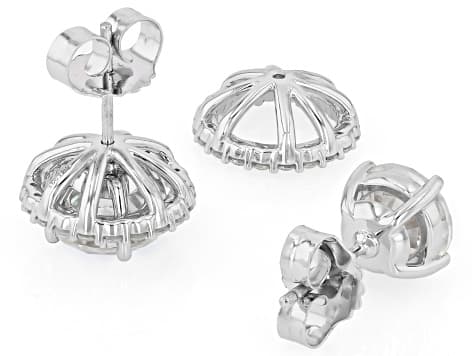 Moissanite Platineve Stud Earrings with Jacket 4.60ctw DEW.