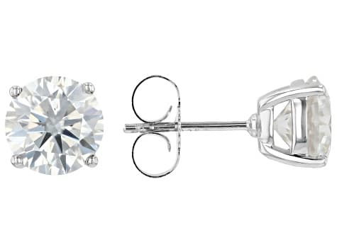 Moissanite Platineve Stud Earrings with Jacket 4.60ctw DEW.
