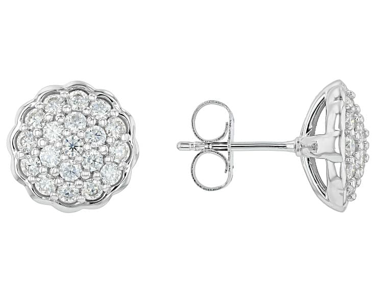 Moissanite Platineve Cluster Earrings 1.14ctw DEW