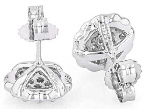 Moissanite Platineve Cluster Earrings 1.14ctw DEW