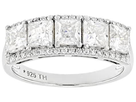 Princess Cut And Round Moissanite Platineve Band Ring 2.31ctw DEW