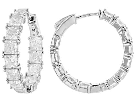 Princess Cut Moissanite Platineve Hoop Earrings 8.88ctw DEW