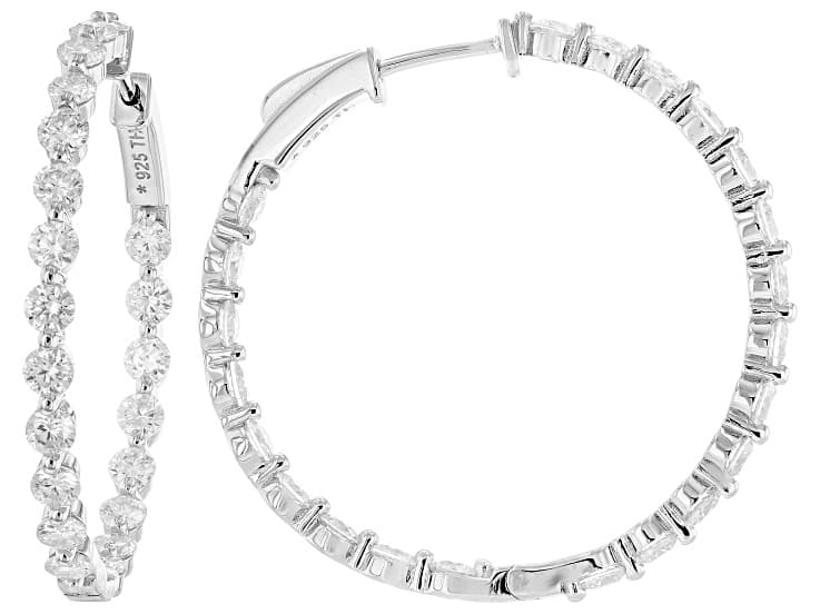 Moissanite Platineve Inside-Out Hoop Earrings 4.40ctw DEW