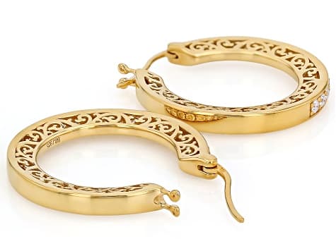 Moissanite 14k Yellow Gold Over Sterling Silver Hoop Earrings 1.02ctw DEW