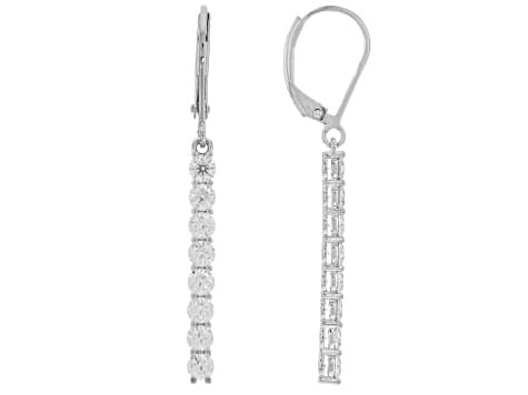 Moissanite Platineve Drop Earrings 1.60ctw DEW