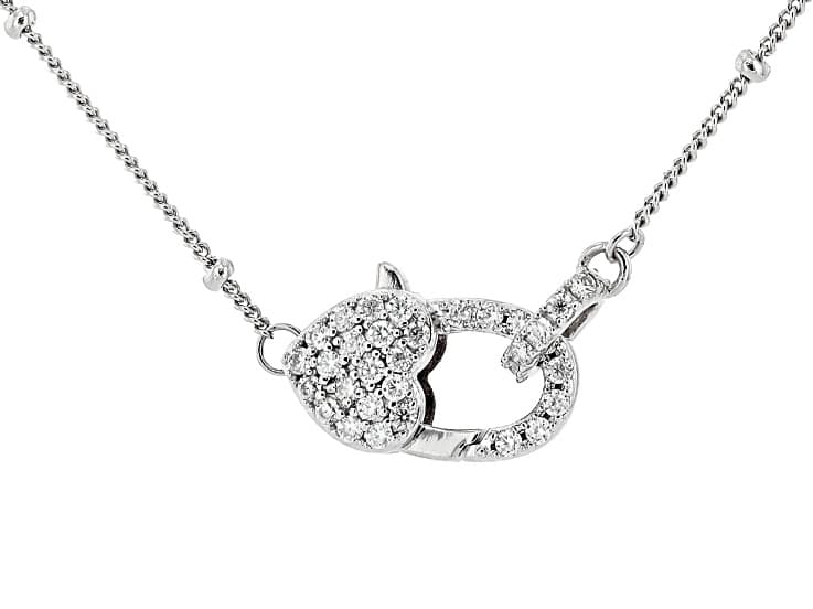 Moissanite Platineve Heart PadLock Necklace 0.34ctw DEW
