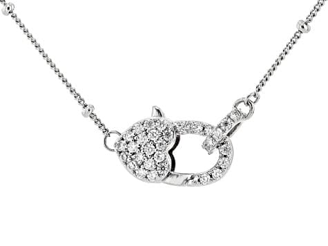Moissanite Platineve Heart PadLock Necklace 0.34ctw DEW