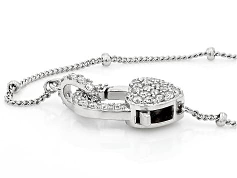 Moissanite Platineve Heart PadLock Necklace 0.34ctw DEW