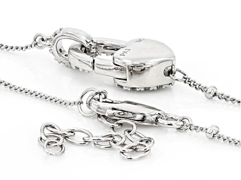 Moissanite Platineve Heart PadLock Necklace 0.34ctw DEW
