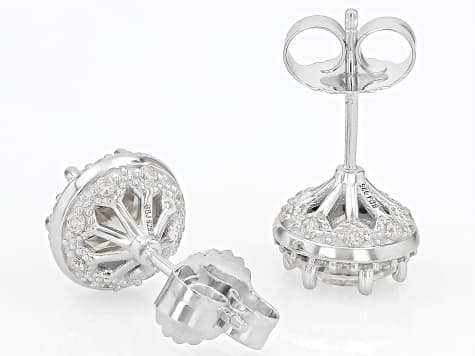 Moissanite Platineve Halo Earrings 2.96ctw DEW