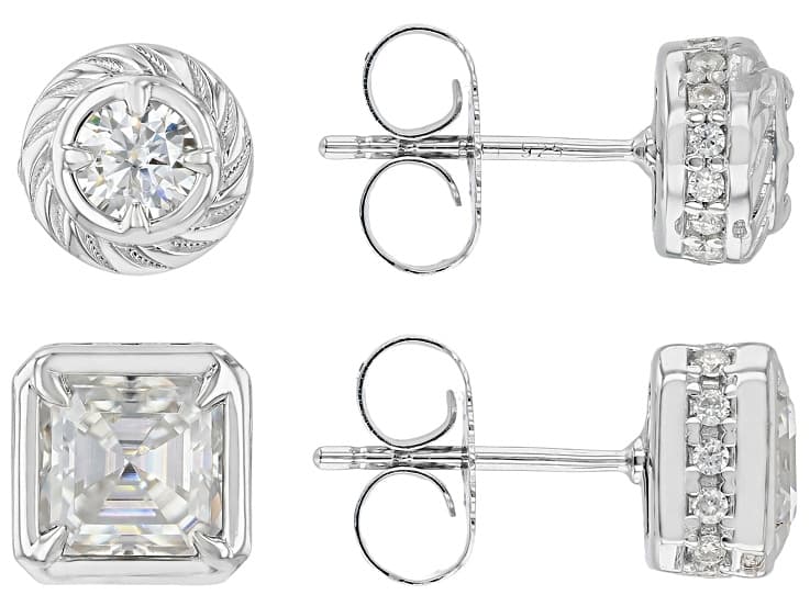 Moissanite Platineve Set of 2 Stud Earrings 2.96ctw DEW