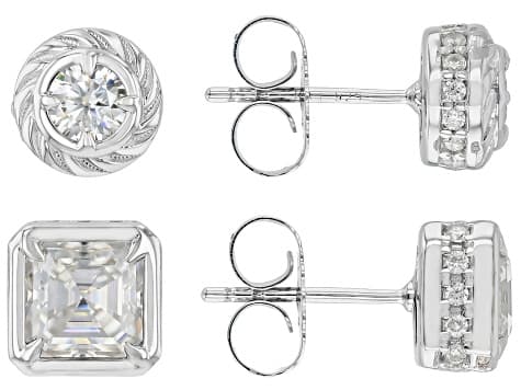 Moissanite Platineve Set of 2 Stud Earrings 2.96ctw DEW