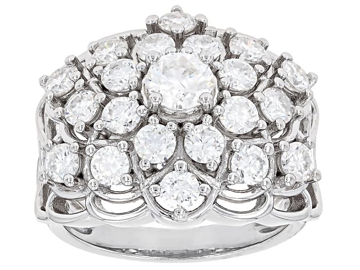 Moissanite Platineve Cluster Ring 2.50ctw DEW