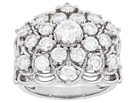 Moissanite Platineve Cluster Ring 2.50ctw DEW