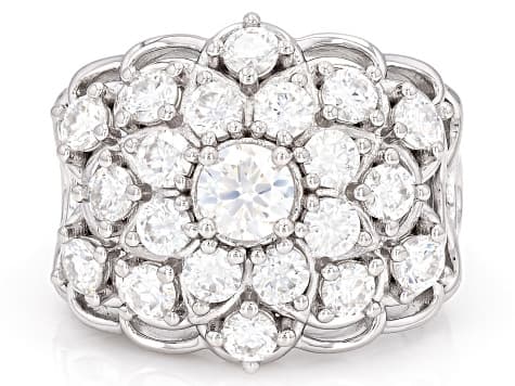 Moissanite Platineve Cluster Ring 2.50ctw DEW