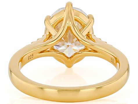 Moissanite 14K Yellow Gold Over Sterling Silver Engagement Ring 4.32ctw DEW