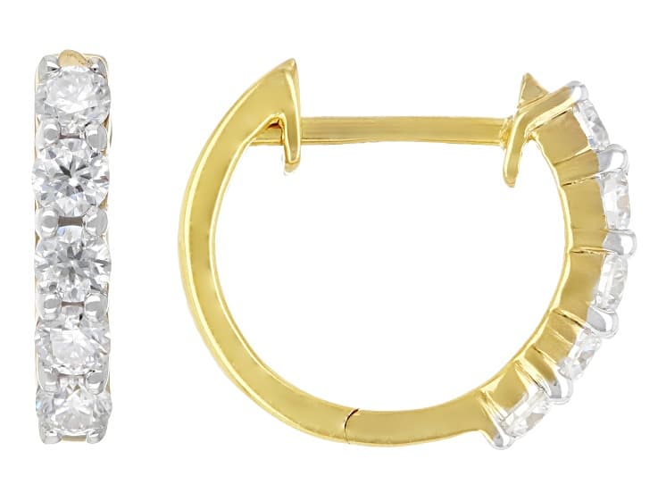 Moissanite 14k Yellow Gold Over Silver Hoop Earrings 0.50ctw DEW