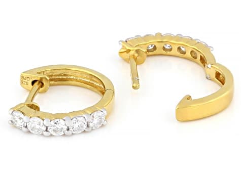 Moissanite 14k Yellow Gold Over Silver Hoop Earrings 0.50ctw DEW