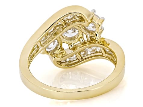 Moissanite 14k Yellow Gold Over Silver Bypass Ring 1.78ctw DEW.