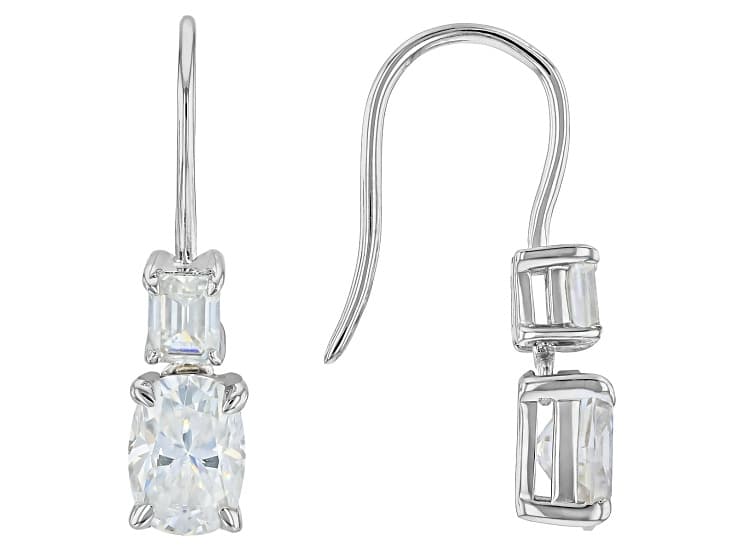 Moissanite Platineve Two Stone Earrings 2.24ctw DEW