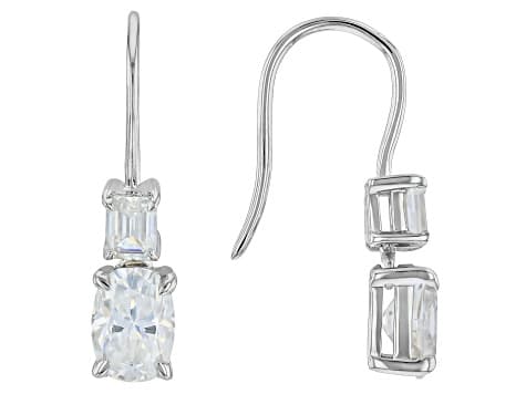 Moissanite Platineve Two Stone Earrings 2.24ctw DEW
