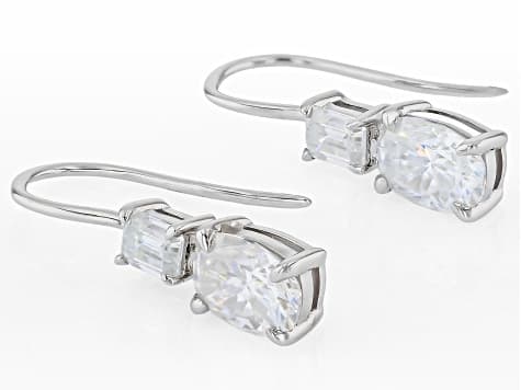 Moissanite Platineve Two Stone Earrings 2.24ctw DEW