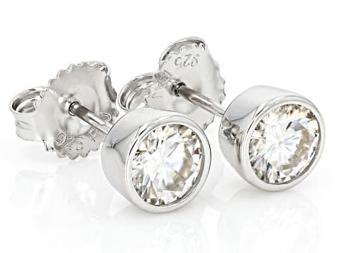 Moissanite Platineve Stud Earrings 1.20ctw DEW