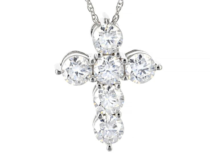 Moissanite Platineve Cross Pendant 1.98ctw DEW.