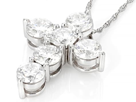 Moissanite Platineve Cross Pendant 1.98ctw DEW.