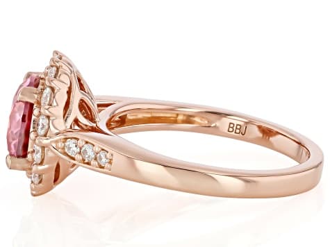 Pink And Colorless Moissanite 14k Rose Gold Over Sterling Silver Ring 2.42ctw DEW