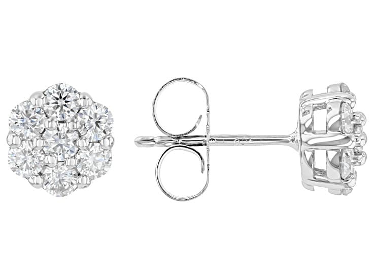 Moissanite Platineve Cluster Earring 0.84ctw DEW.