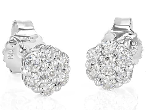 Moissanite Platineve Cluster Earring 0.84ctw DEW.