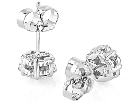 Moissanite Platineve Cluster Earring 0.84ctw DEW.