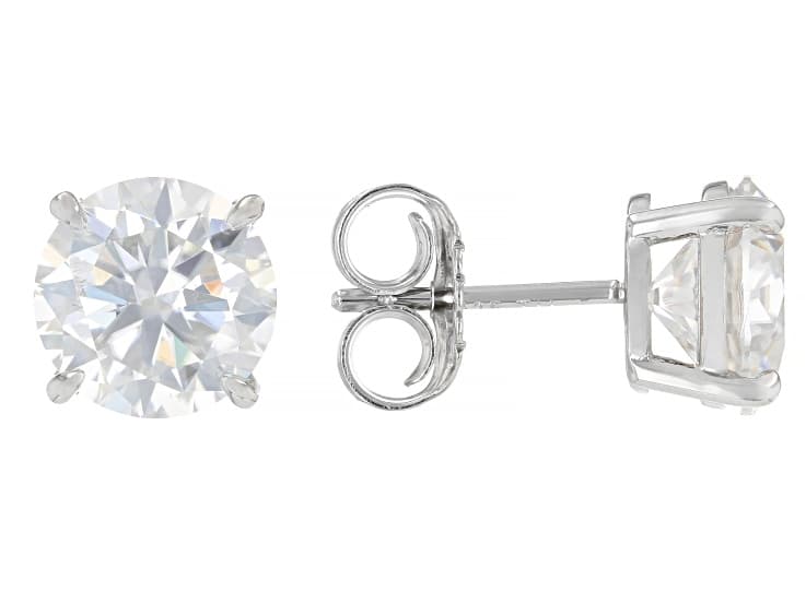 Round Brilliant Moissanite Platineve Stud Earrings 5.40ctw DEW
