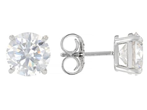 Round Brilliant Moissanite Platineve Stud Earrings 5.40ctw DEW
