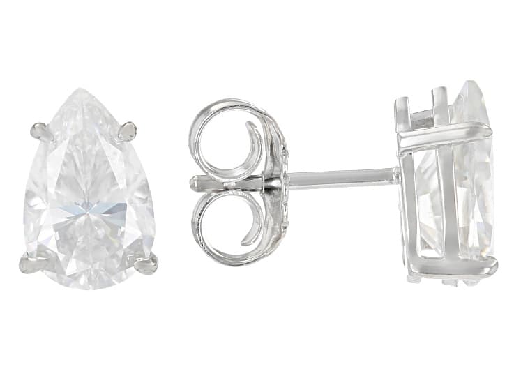 Pear Shape Moissanite Platineve Stud Earrings 5.00ctw DEW