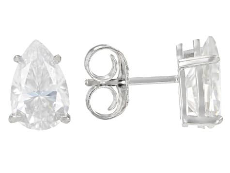 Pear Shape Moissanite Platineve Stud Earrings 5.00ctw DEW