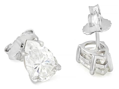 Pear Shape Moissanite Platineve Stud Earrings 5.00ctw DEW