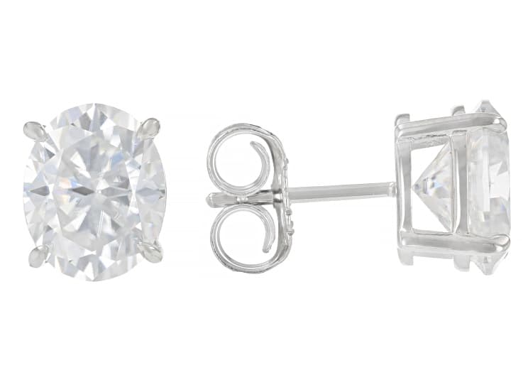 Oval Moissanite Platineve Stud Earrings 6.00ctw DEW