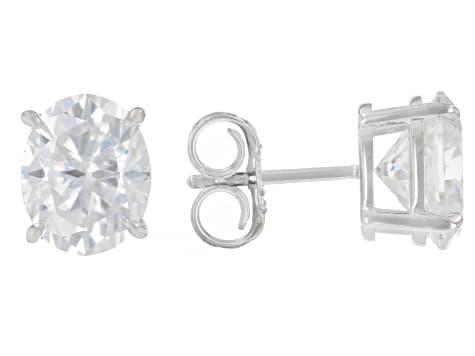 Oval Moissanite Platineve Stud Earrings 6.00ctw DEW