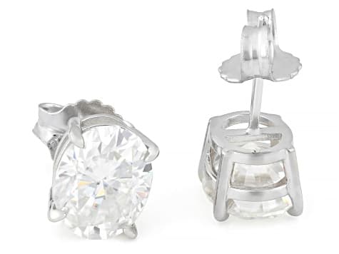 Oval Moissanite Platineve Stud Earrings 6.00ctw DEW