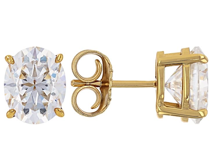 Oval Moissanite 14k Yellow Gold Over Silver Stud Earrings 6.00ctw DEW