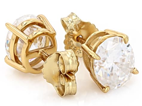 Oval Moissanite 14k Yellow Gold Over Silver Stud Earrings 6.00ctw DEW