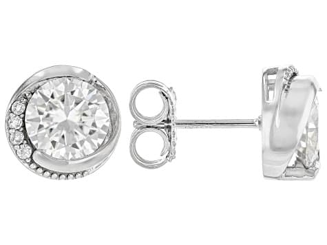 Moissanite Platineve Stud Earrings 2.48ctw DEW.