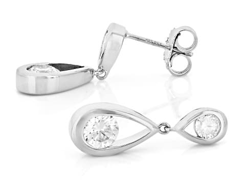 Moissanite Platineve Teardrop Earrings1.32ctw DEW.